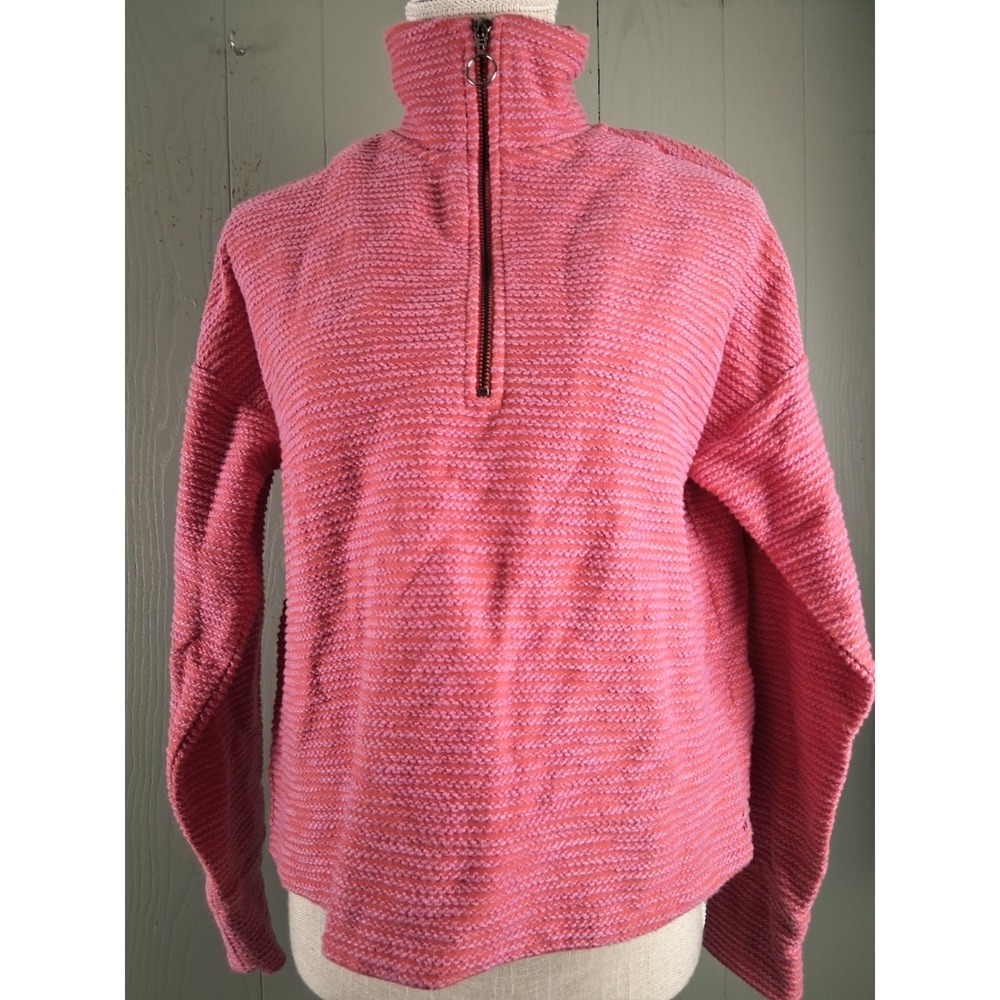 Sweaty Betty Sweatshirt Womens 6 Tulip Red 1/2 Zip Pullover Sweater Textured